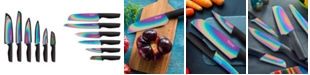 Hampton Forge Tomodachi™ Rainbow Black 12-Pc. Knife Set with Matching Blade Guards, Titanium